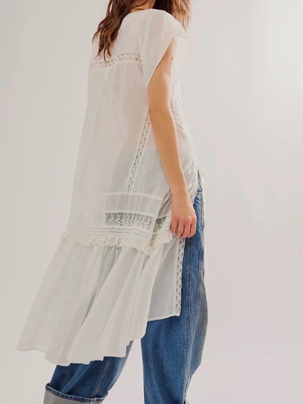 Free People Tied To You Maxi Top Dress Beach Cover Up Boho Ethereal White Sz XS - Picture 3 of 12